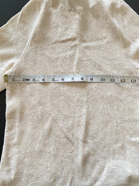 Sportmax Lace Knit Ruffle Turtleneck Mock Neck Sweater Cream Size M - Picture 3 of 8